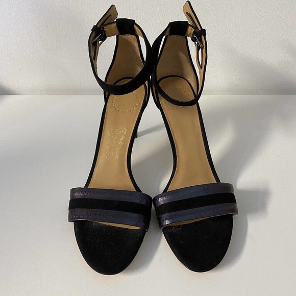 Marc Jacobs Sandal Open Toe Ankle Strap Slim Heel Black Purple Iridescen… - Picture 5 of 9